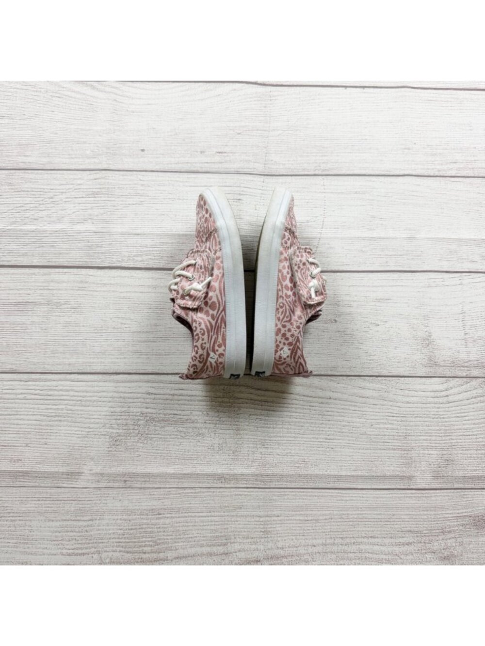 Sperry Kids Lil Boat Shoes Pink Printed Canvas Faux Lace Up Pull On Sneakers 11 - Picture 4 of 7